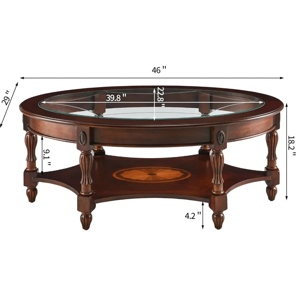 Vintage Glass Top Coffee Table Set