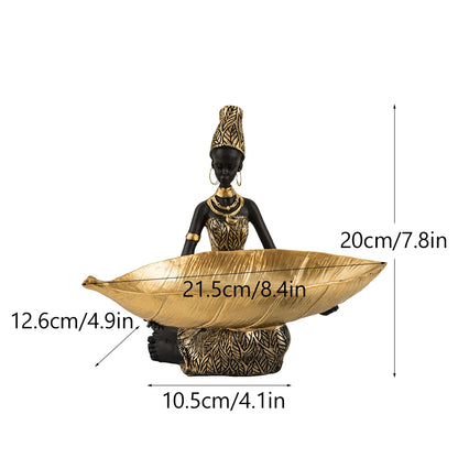 African Seated Figure Tray Sculpture