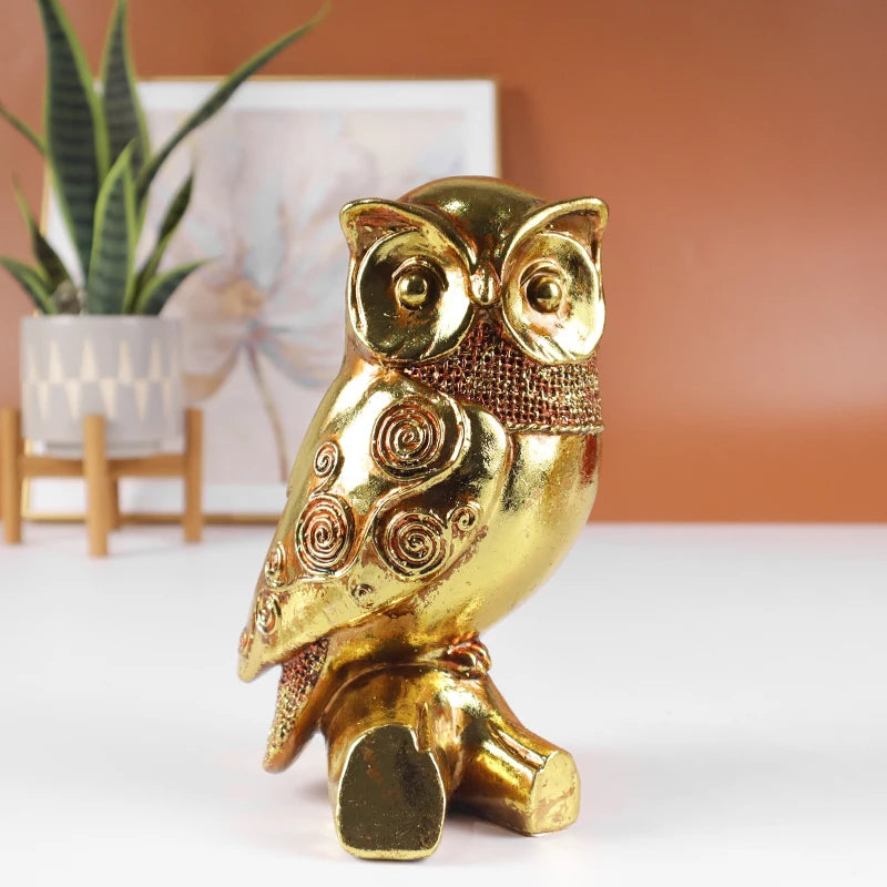 The Watchful - Golden Owl Sculpture in Metallic Resin