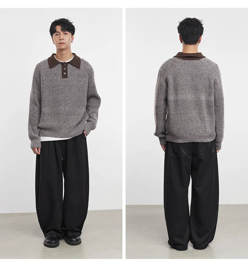 Retro Henley Collar Sweater