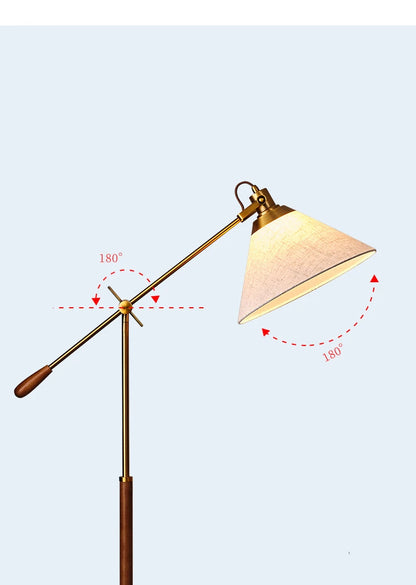 The Nordica - Walnut Wood &amp; Brass Floor Lamp