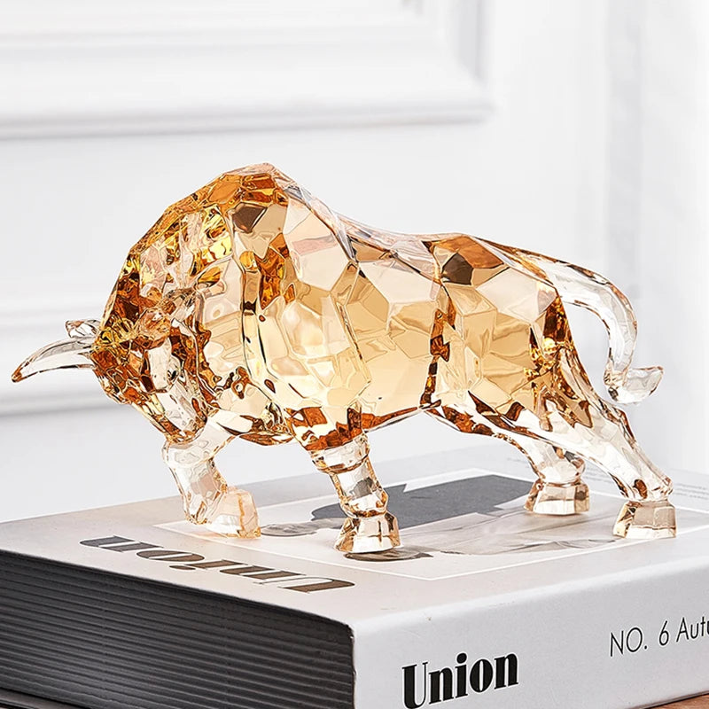 FACETED CRYSTAL BULL SCULPTURE