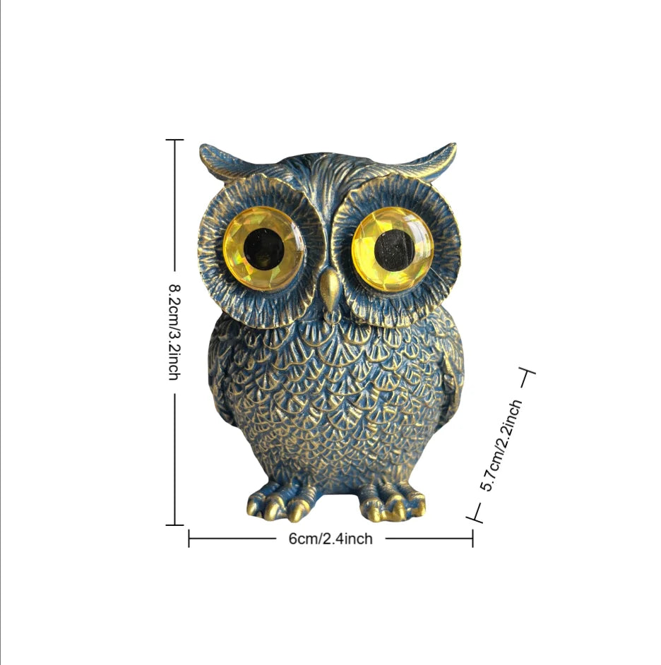 Big-Eyed Owl Figurine – Antique Blue Bronze