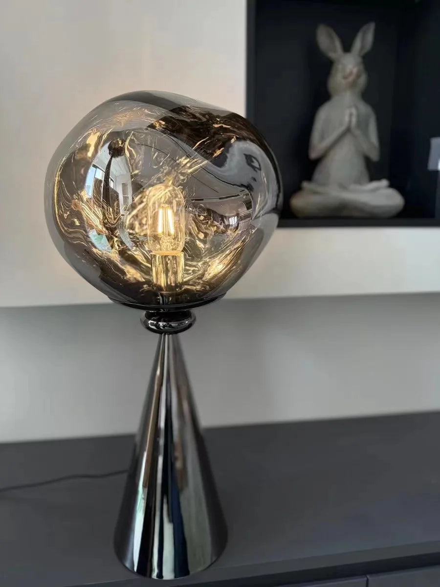 The Vulcan - Organic Form Floor Lamp with Smoke Gray Shade