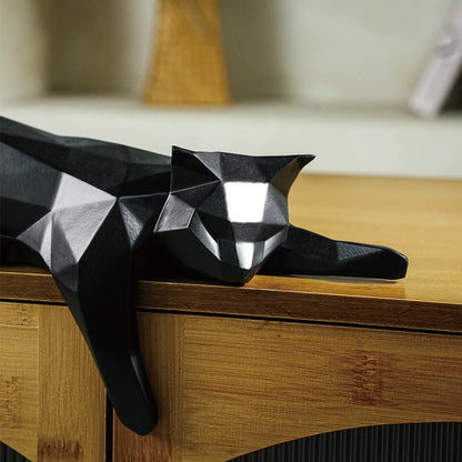 Felidae - Geometric Cat Sculpture in Modern Resin