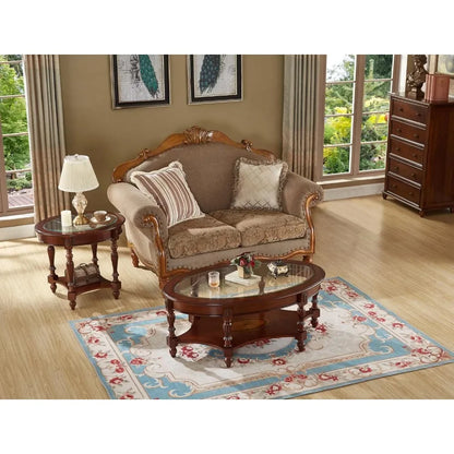 Vintage Glass Top Coffee Table Set