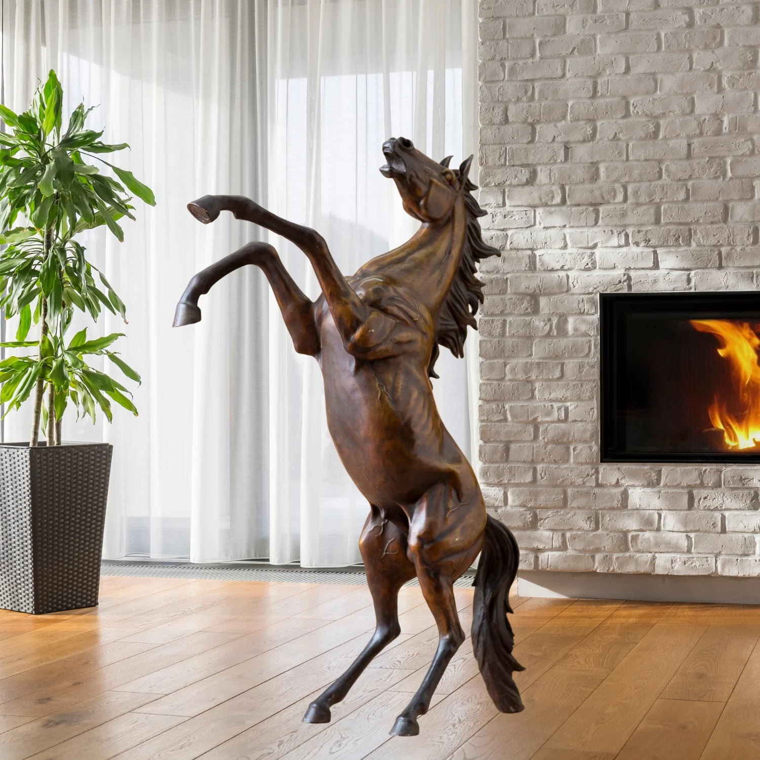 Rearing Horse Bronze Sculpture