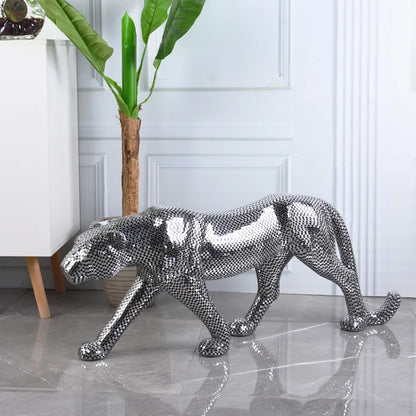 Mirror-Tile Leopard Sculpture