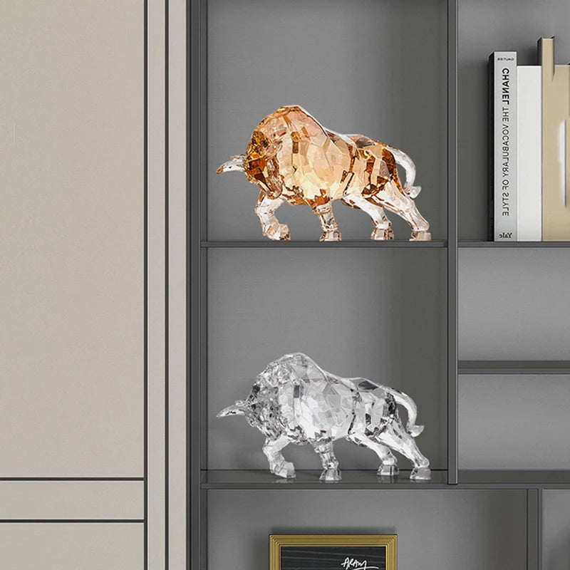 FACETED CRYSTAL BULL SCULPTURE