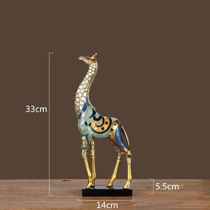 The Bond - Mother &amp; Child Giraffe Sculpture in Gold-Finished Resin
