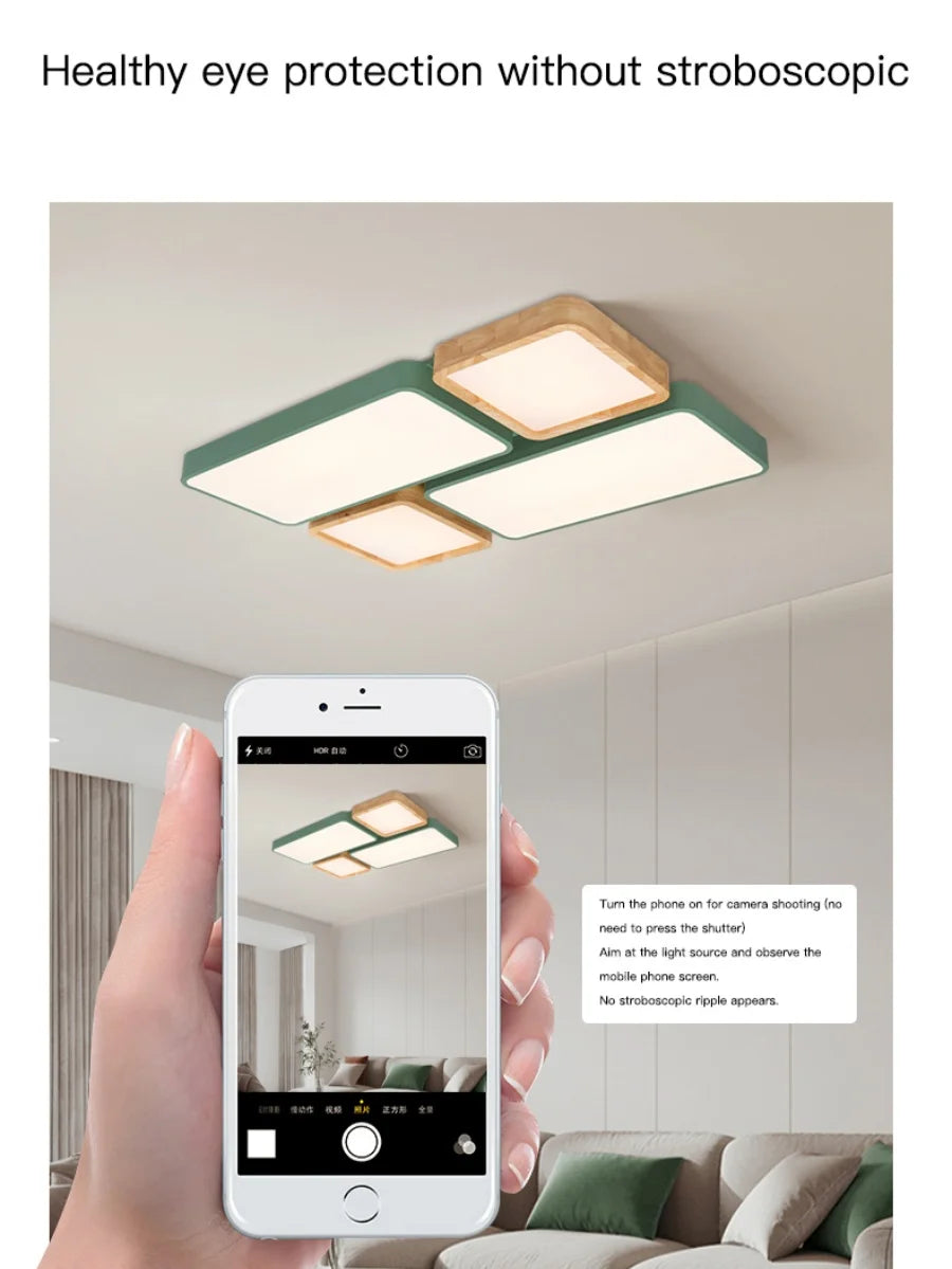 Geometra - Nordic Style Geometric Ceiling Light with Wood Finish