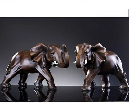 The Majestic Presence - Elephant Sculpture in Wood-Grain Resin
