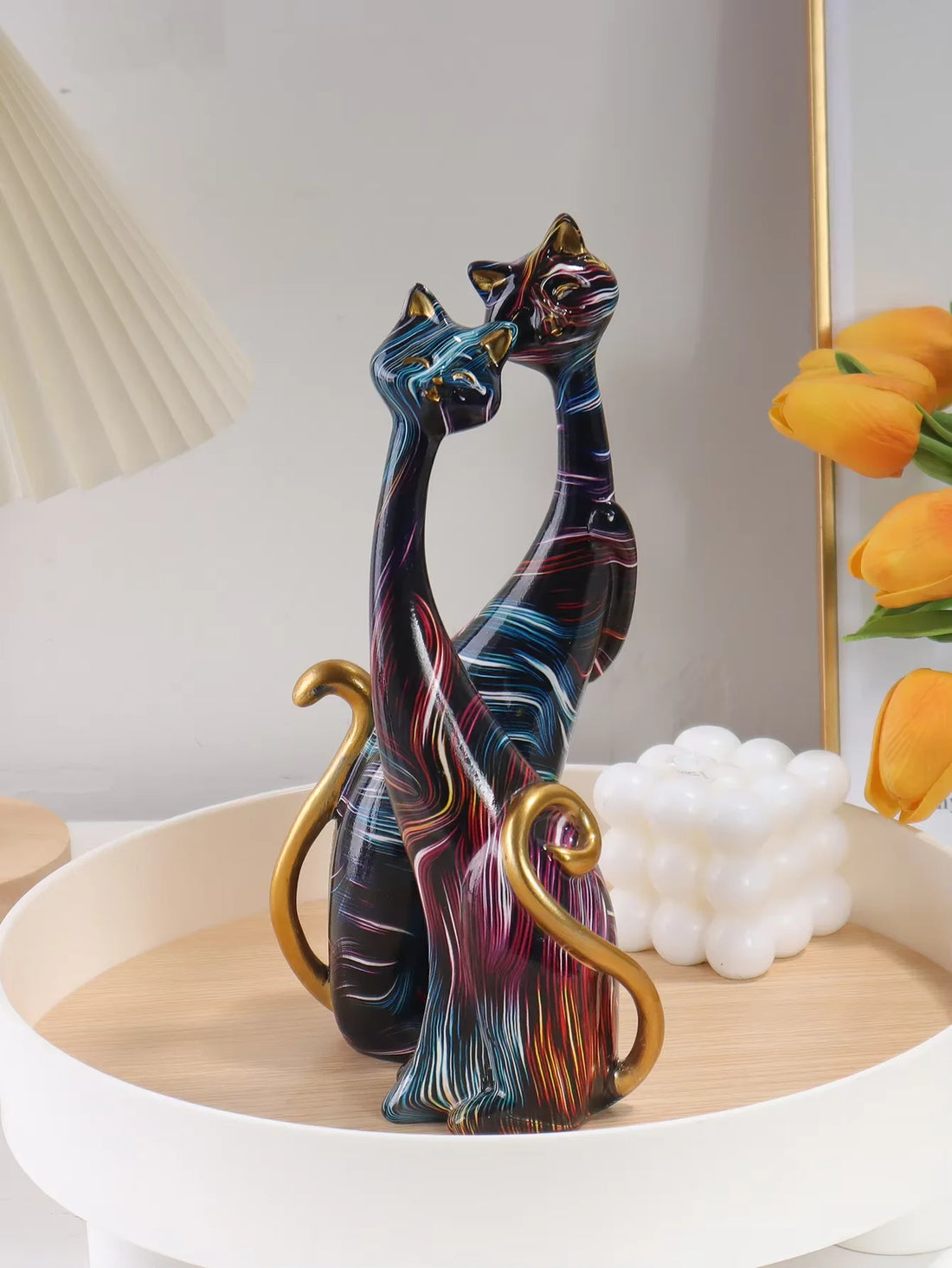 Sophisticats - Watercolor Cat Pair Sculpture