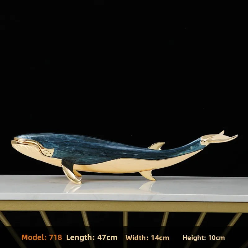 Enameled Alloy Whale Sculpture
