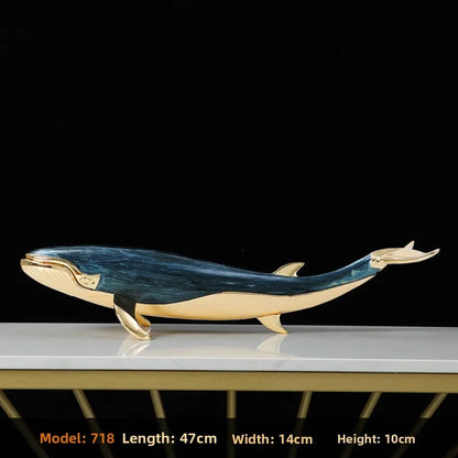Enameled Alloy Whale Sculpture