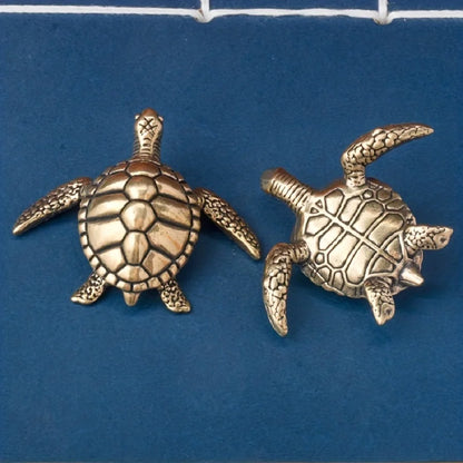 Miniature Brass Sea Turtle Sculpture