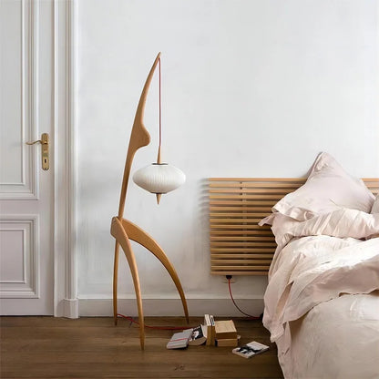 Walnut Wood Japanese-Style Floor Lamp