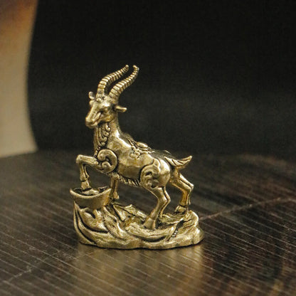 Miniature Brass Goat Sculpture