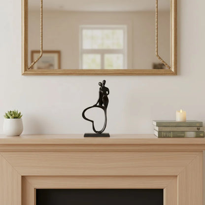 Heart Silhouette Couple Cast Iron Sculpture