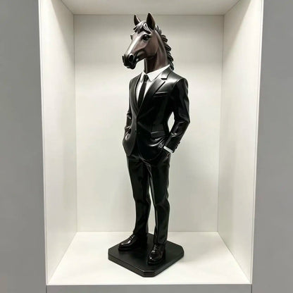 Suited Horse Resin Sculpture