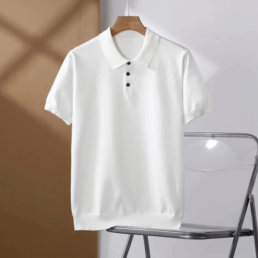 Woven Lapel Polo Shirt