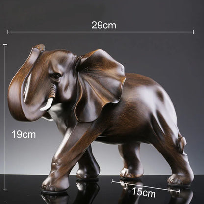 The Majestic Presence - Elephant Sculpture in Wood-Grain Resin