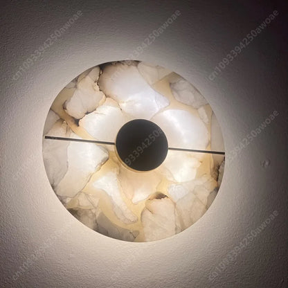 Round Alabaster Marble Wall Sconce