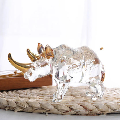 The Resilience - Crystal Rhinoceros with Gold-Accented Horn