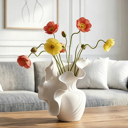 Ruffled Wave Ceramic Vase