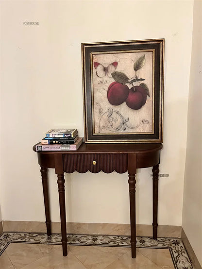 Semicircular Solid Wood Entryway Console Table