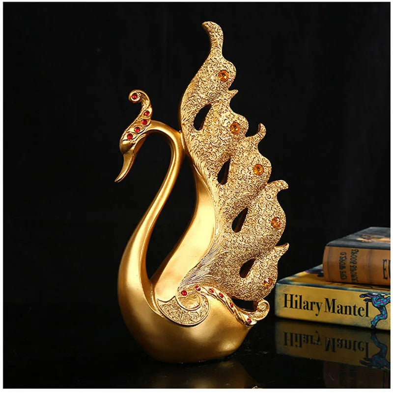 The Grace Pair - Geometric Swan Sculpture Set in Modern Resin