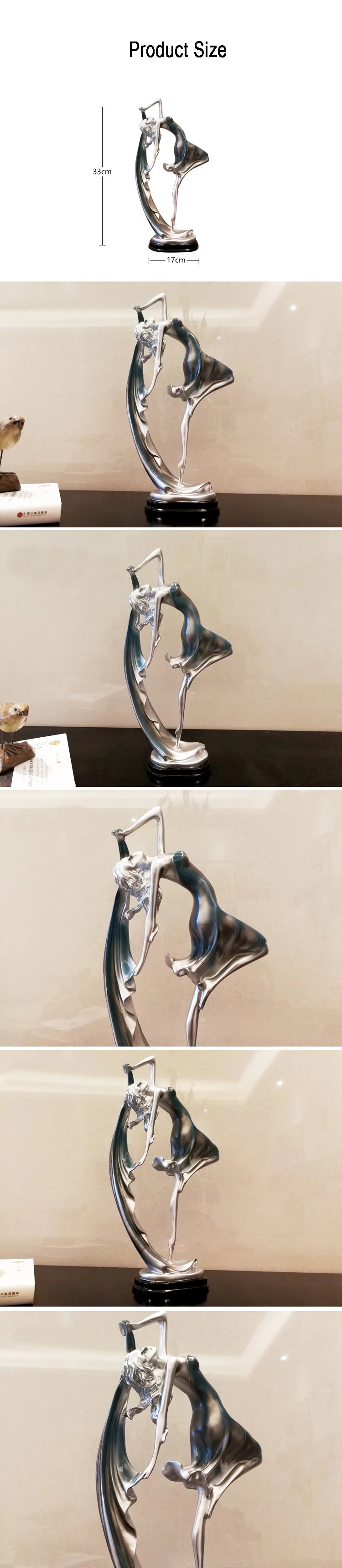 Graceful Silhouette - Gold &amp; Silver Dancer Sculpture