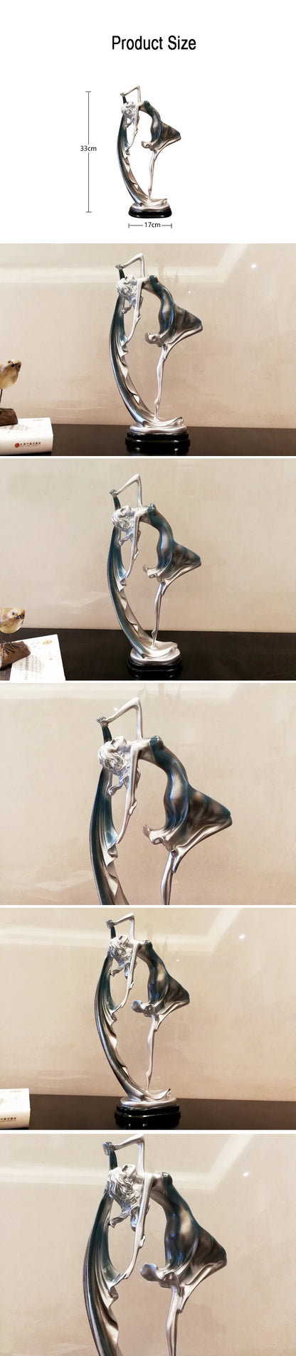 Graceful Silhouette - Gold &amp; Silver Dancer Sculpture