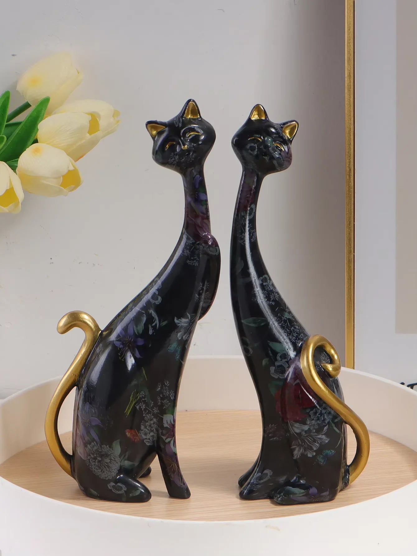 Sophisticats - Watercolor Cat Pair Sculpture