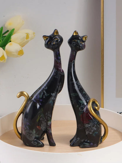 Sophisticats - Watercolor Cat Pair Sculpture