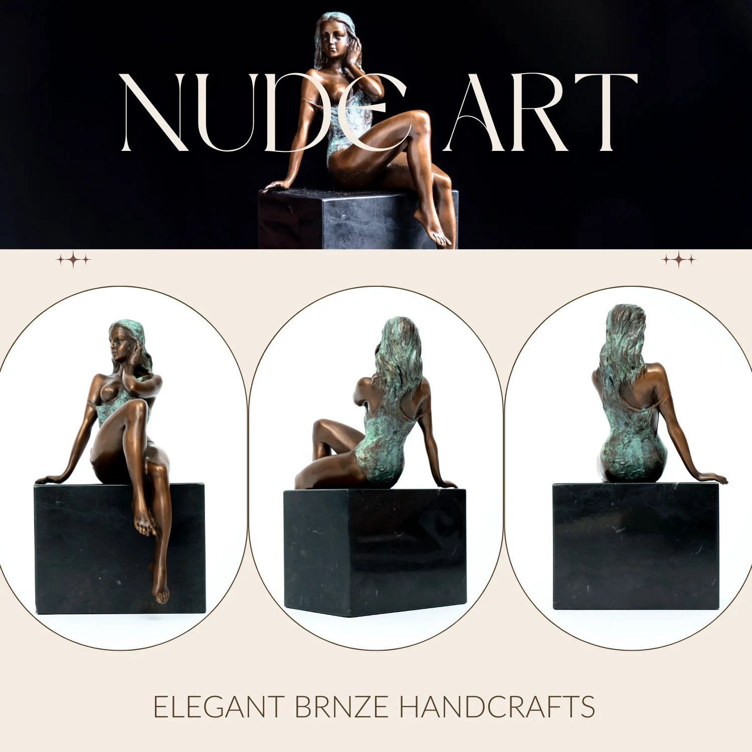 CONTEMPLATIVE FIGURE | Bronze on Marble