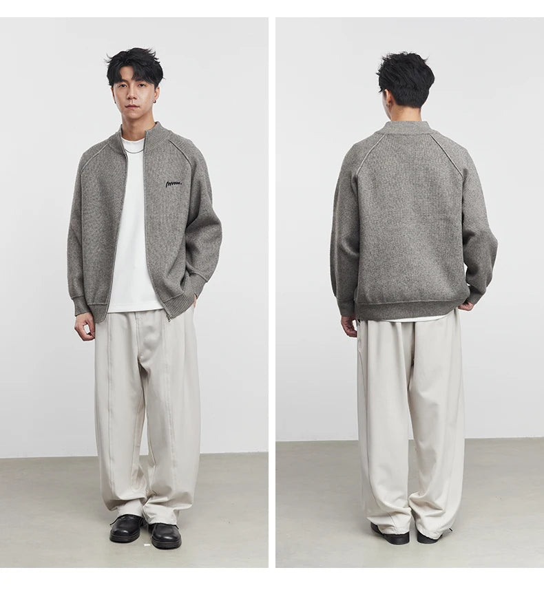 Collar Knitted Zipper Cardigan