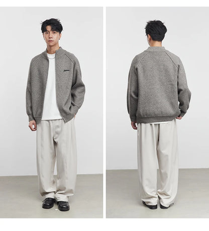 Collar Knitted Zipper Cardigan