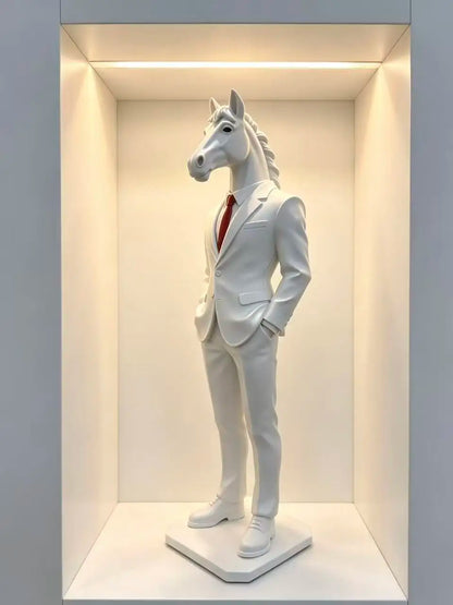 Suited Horse Resin Sculpture