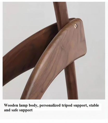 Walnut Wood Japanese-Style Floor Lamp