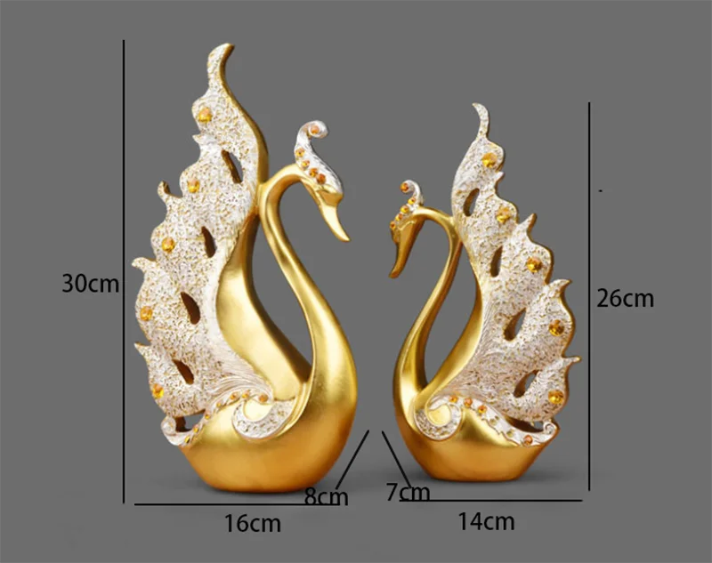 The Grace Pair - Geometric Swan Sculpture Set in Modern Resin