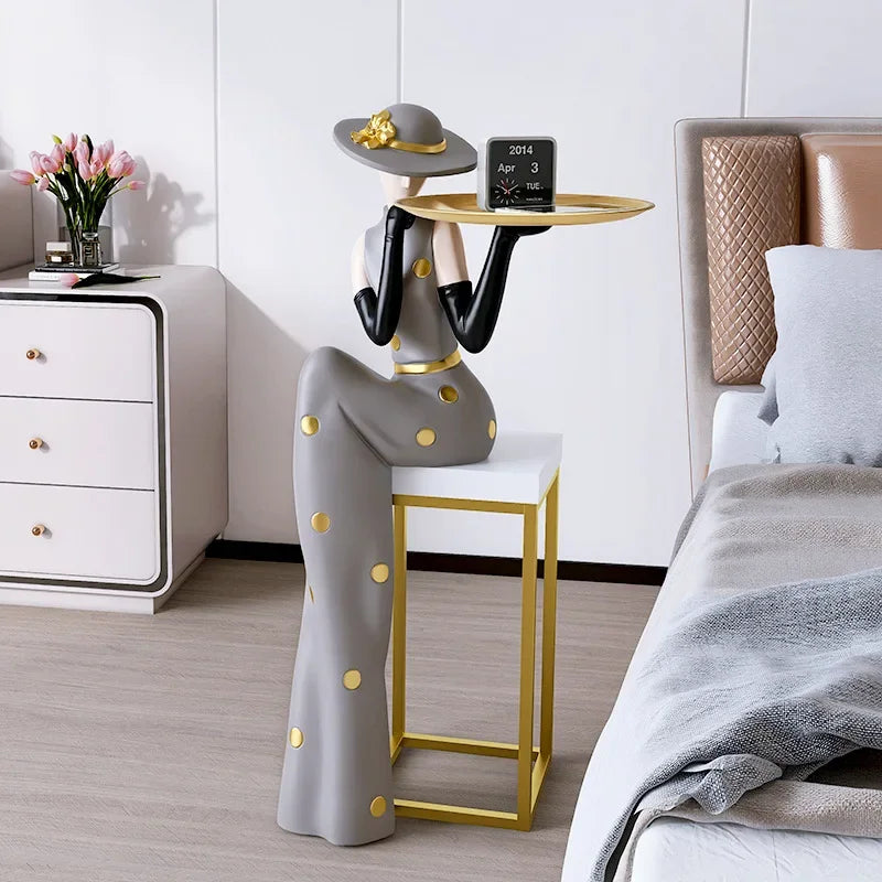 Fashion Figure Floor Sculpture with Tray