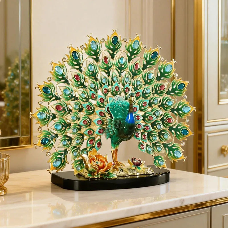Enamel Peacock Figurine