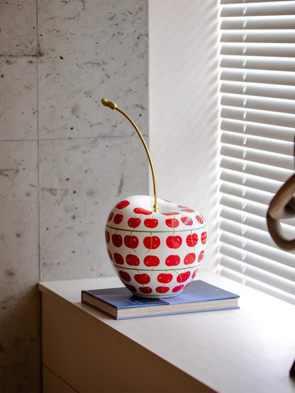 Hand-Painted Ceramic Cherry Ornament