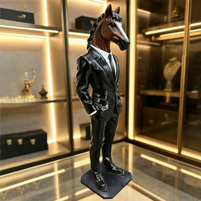 Suited Horse Resin Sculpture