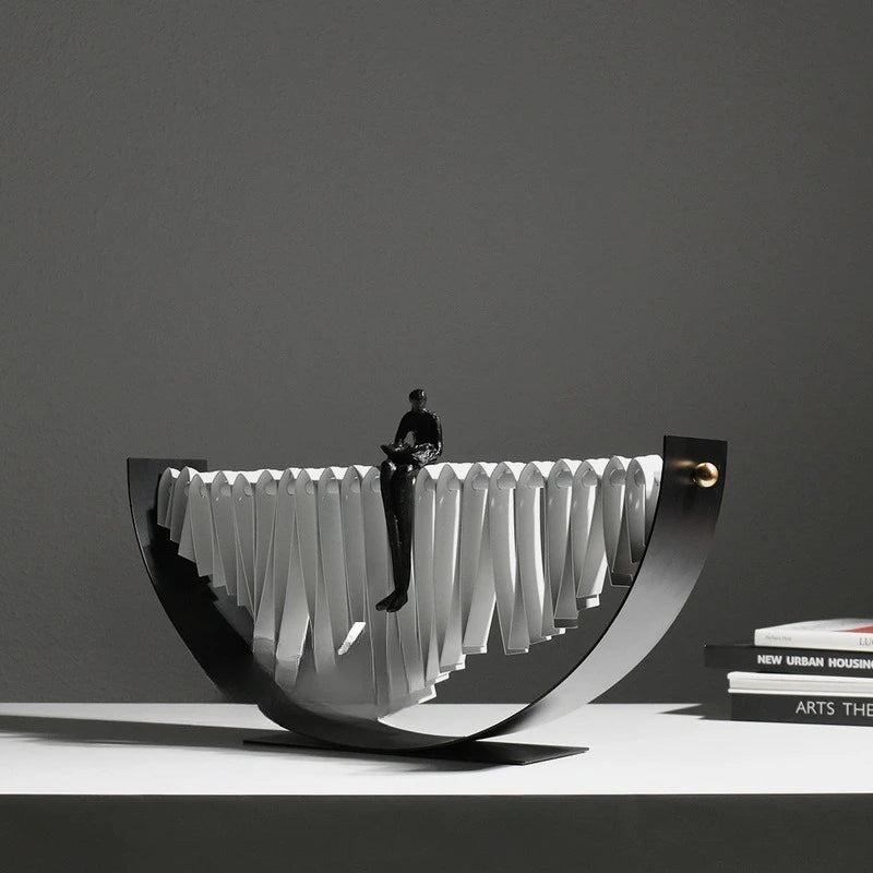 Abstract Figure on Arc Metal Sculpture