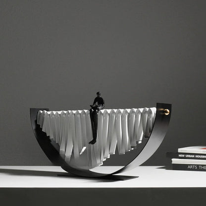Abstract Figure on Arc Metal Sculpture