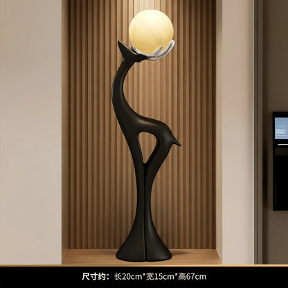 Luminous Moon Deer Resin Sculpture