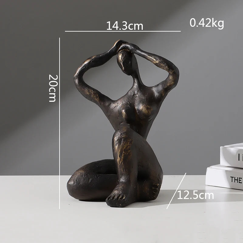 Abstract Retro Girl Resin Sculpture