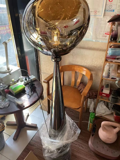 The Vulcan - Organic Form Floor Lamp with Smoke Gray Shade